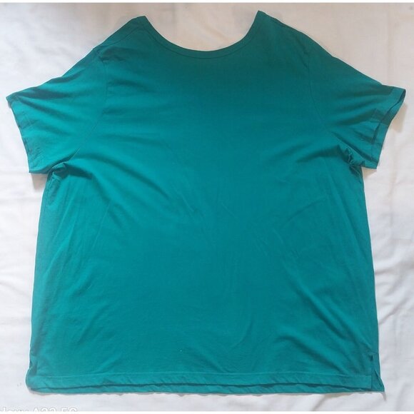Woman Within Womens 4X Turquoise Short Sleeve Cotton T-Shirt - Picture 2 of 5